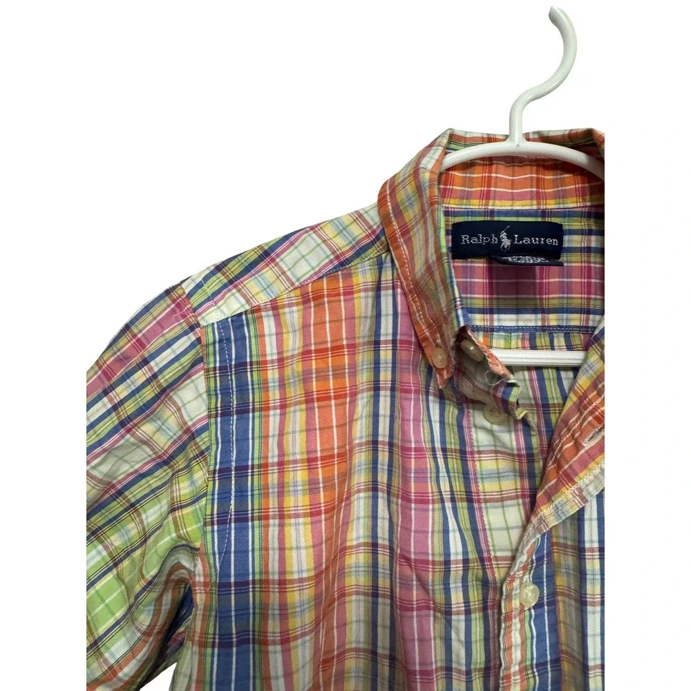 Ralph Lauren Plaid Shirt Kids Size 6 Multi-Color Excellent Short Sleeve Cotton
